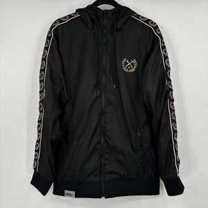 DIXON FLANNEL COMPANY The Waterfront Mens Black Track Jacket Full Zip Logo‎ M